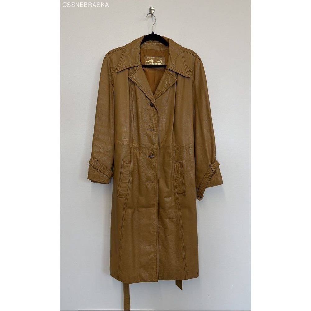 Montgomery Ward Brown The Tannery Women's Genuine Leather Trench Coat - Small